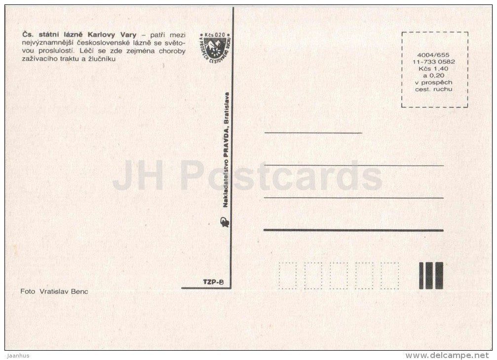 Karlovy Vary - Karlsbad - spa - colonnade - russian church - Czechoslovakia - Czech - unused - JH Postcards