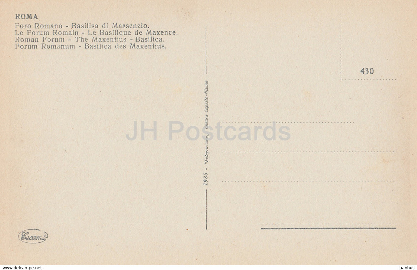 Roma - Rome - Roman Forum - The Maxentius - Basilica - old postcard - Italy - unused