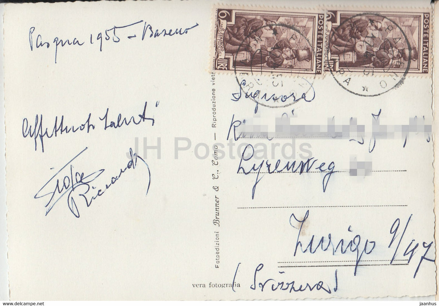 Baveno - Lago Maggiore - carte postale ancienne - 1955 - Italie - utilisé