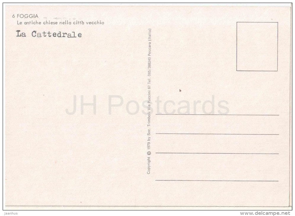 Le Antiche Chiese nella citta Vecchia , La Cattedrale - cathedral - Foggia - Puglia - 6 - Italia - Italy - unused - JH Postcards
