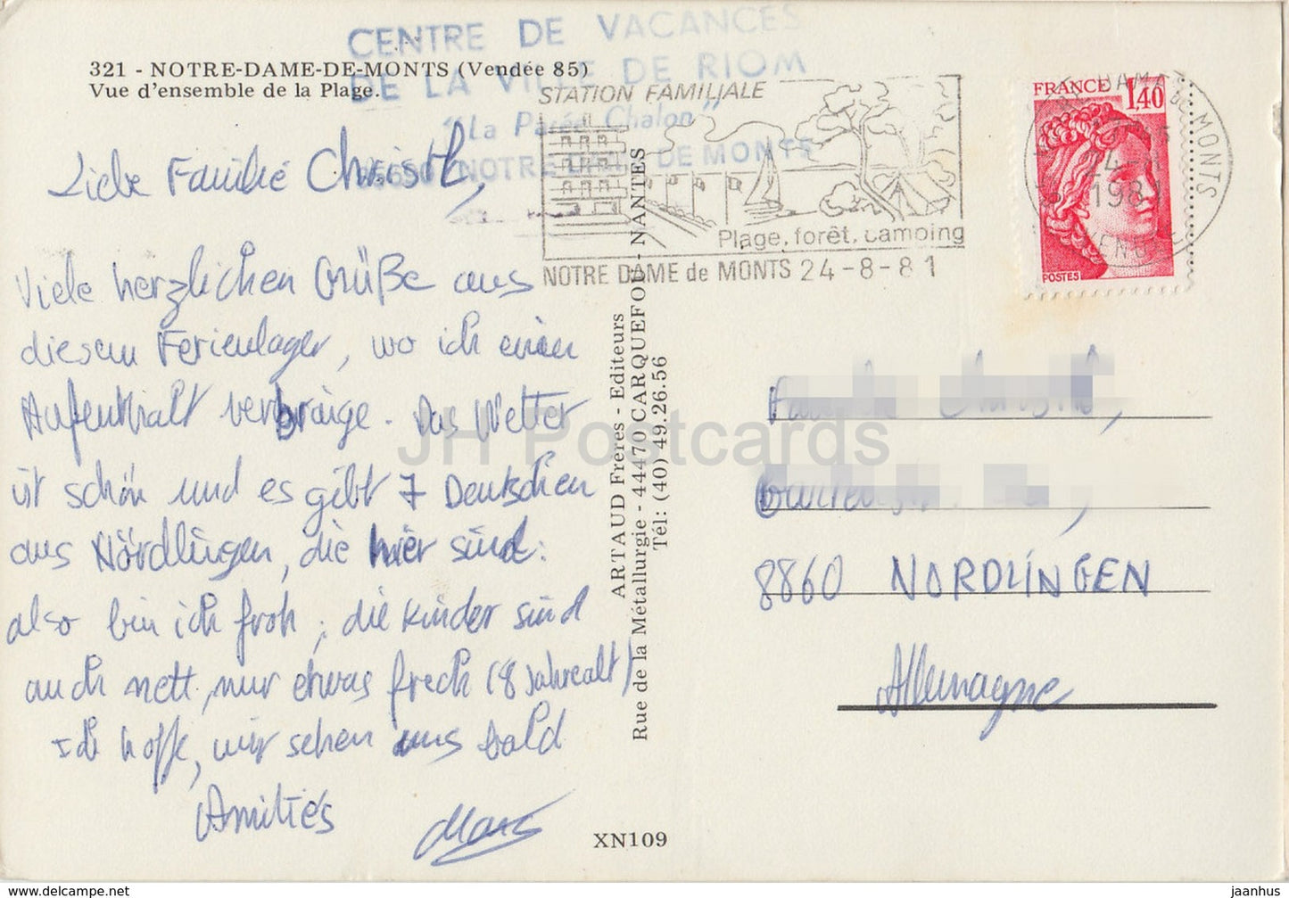 Notre-dame-de-Monts - Vue d'ensemble de la Plage - beach - aerial view - 321 - France - 1981 - used