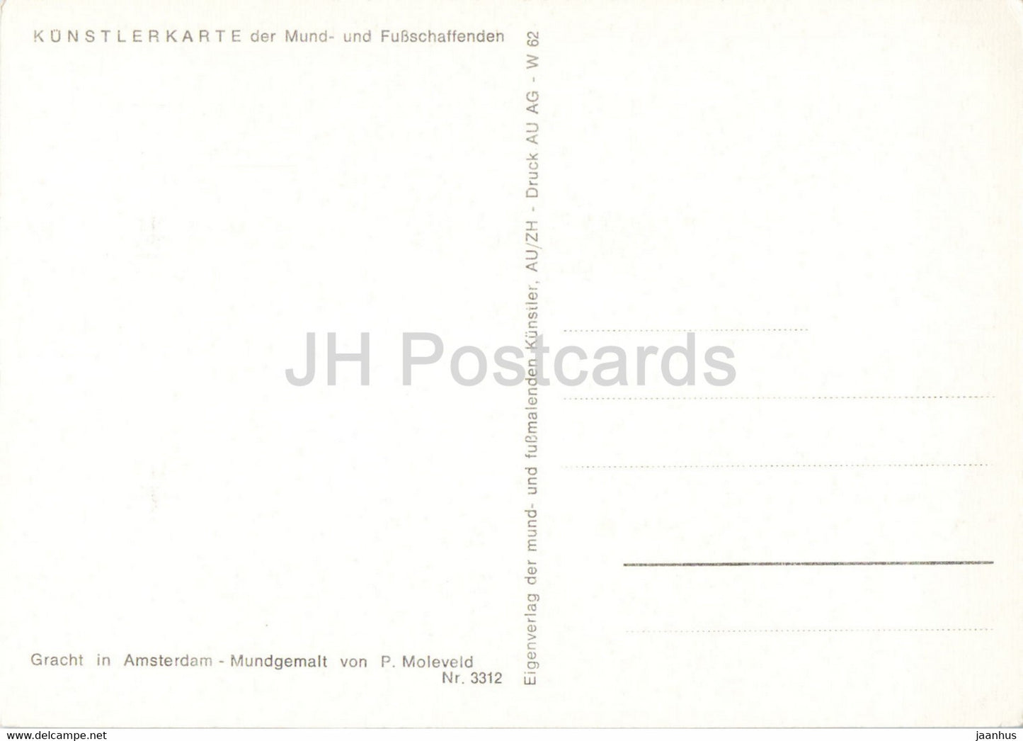 painting by P. Moleveld - Gracht im Amsterdam - art - Germany - unused