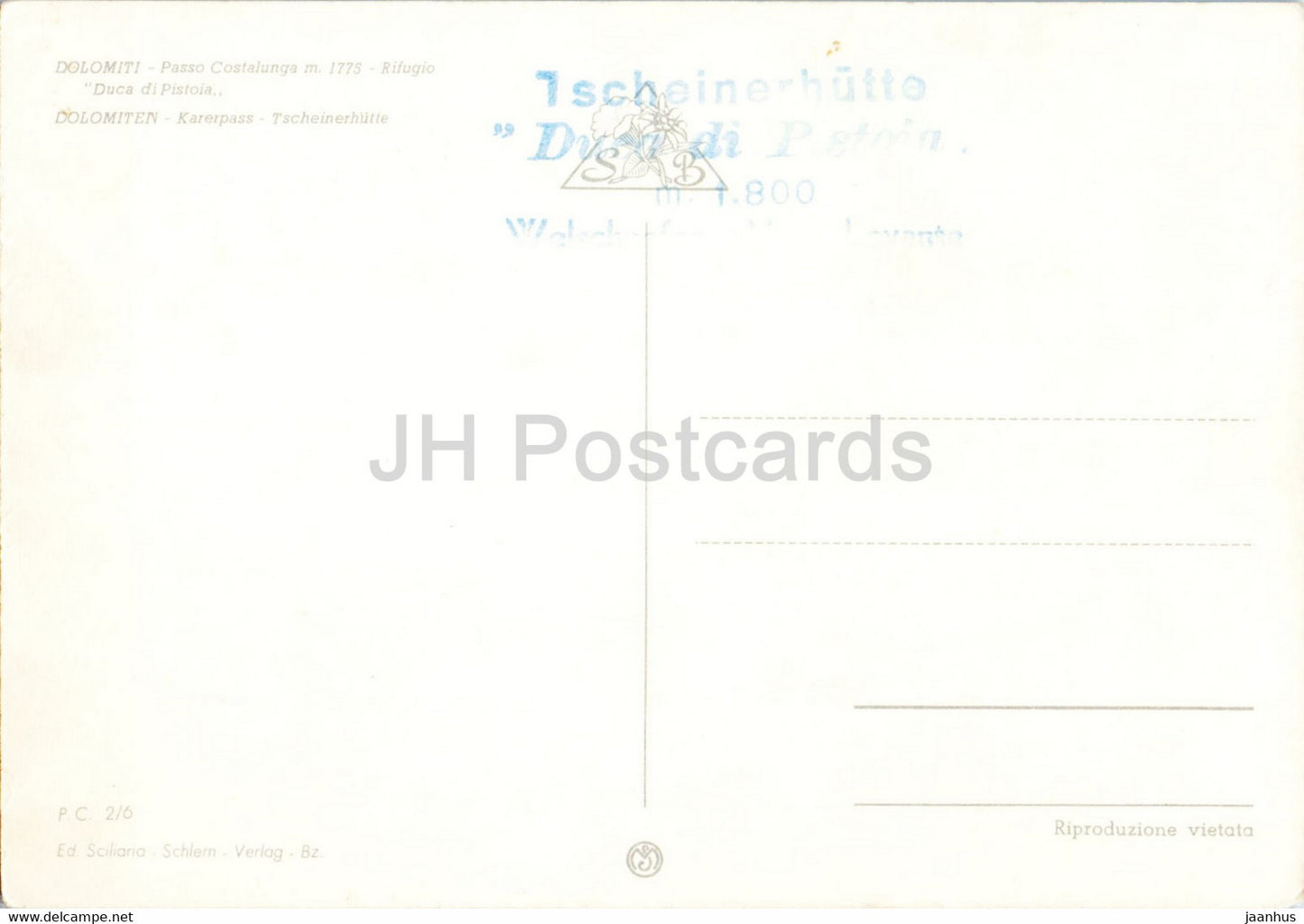 Dolomiti - Passo Costalunga - Rifugio Duca di Pistola - Italy - unused