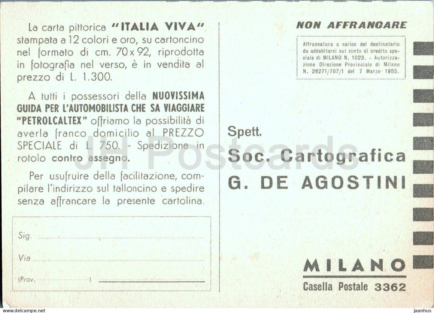 Carta Murale Pittorica Italia Viva - map - old postcard - 1955 - Italy - unused