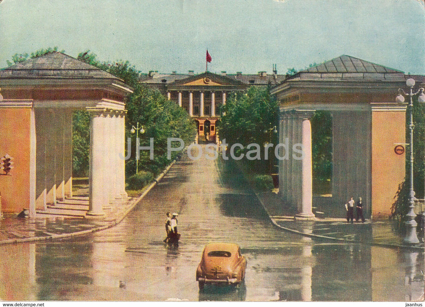 Leningrad - St Petersburg - Smolny - car Pobeda - 1962 - Russia USSR - unused - JH Postcards