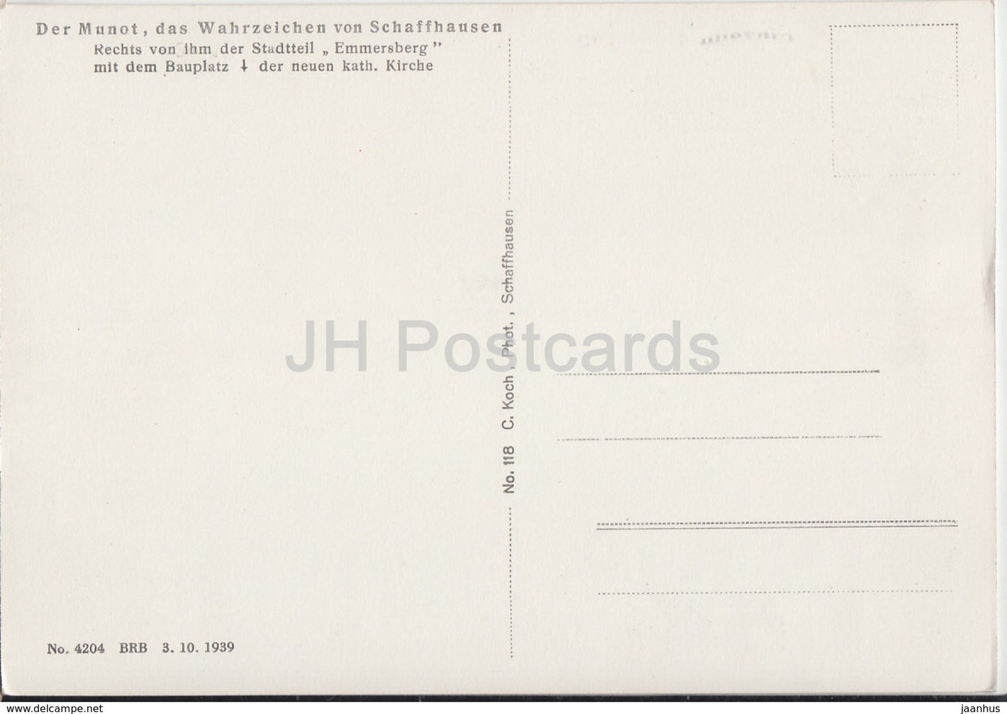 Der Munot - Das Wahrzeichen von Schaffhausen - 118 - Switzerland - unused