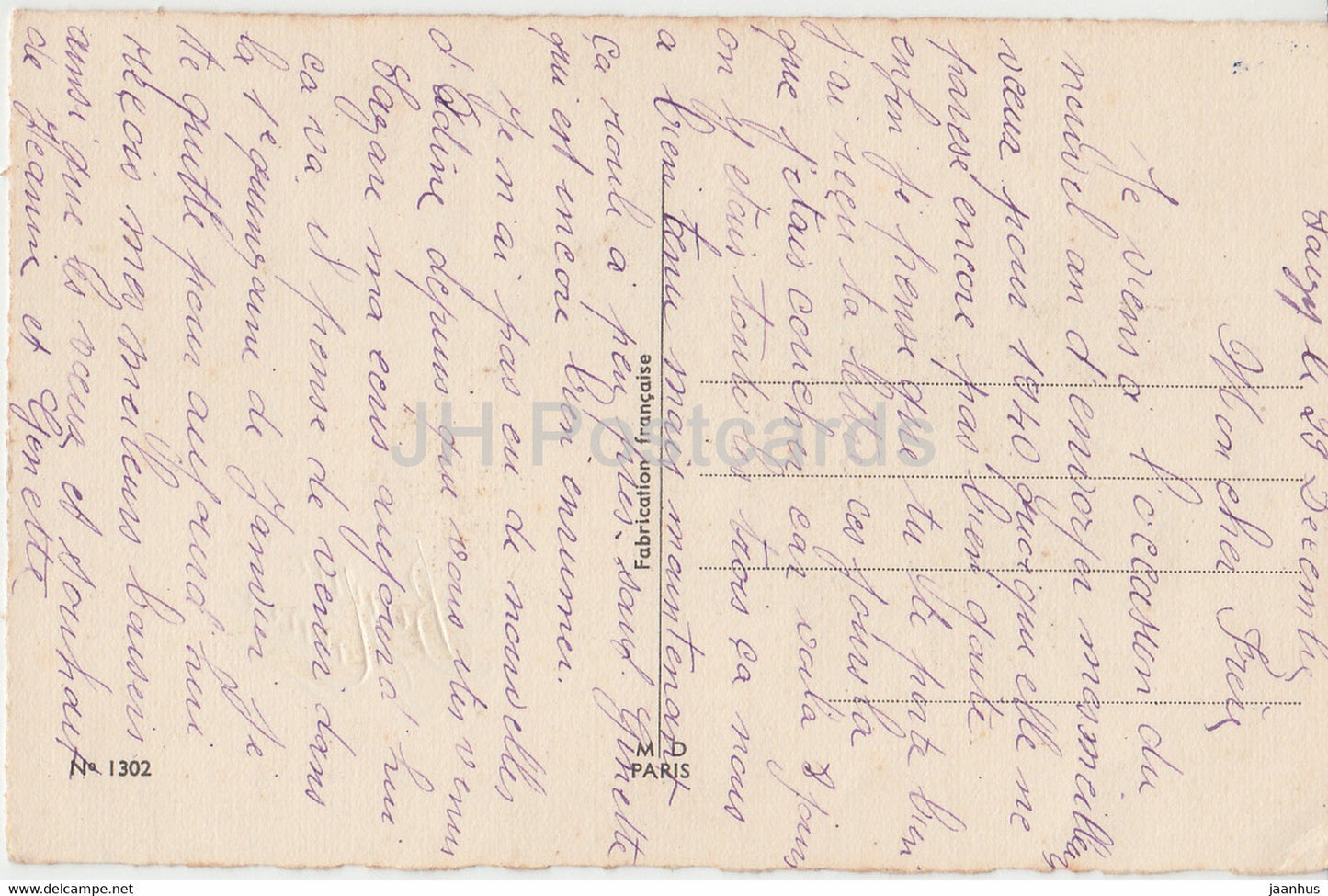 Birthday Greeting Card - Bonne Fete - flowers - pansy - MD Paris 1302 - illustration - old postcard - France - used