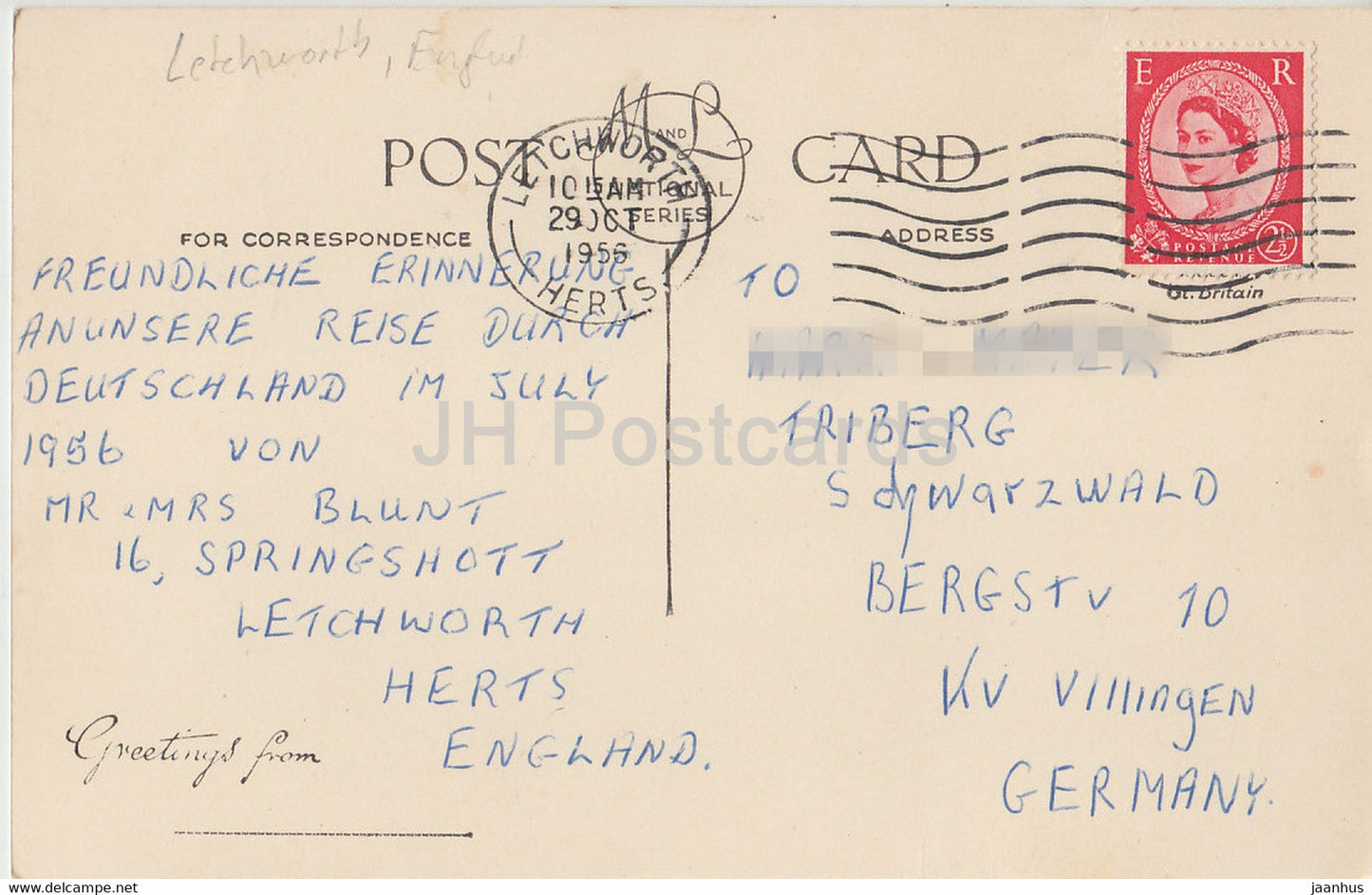 Bibliothèque et musée - Letchworth - 1956 - carte postale ancienne - Royaume-Uni - Angleterre - utilisé