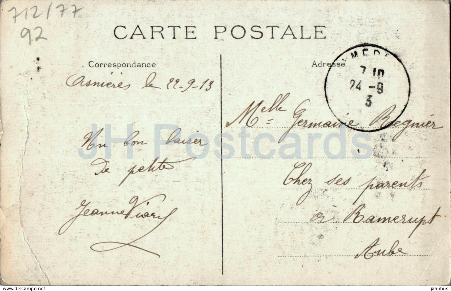 Asnieres Gennevilliers - Le Jardin Modele - La Source - 033 - alte Postkarte - 1913 - Frankreich - gebraucht