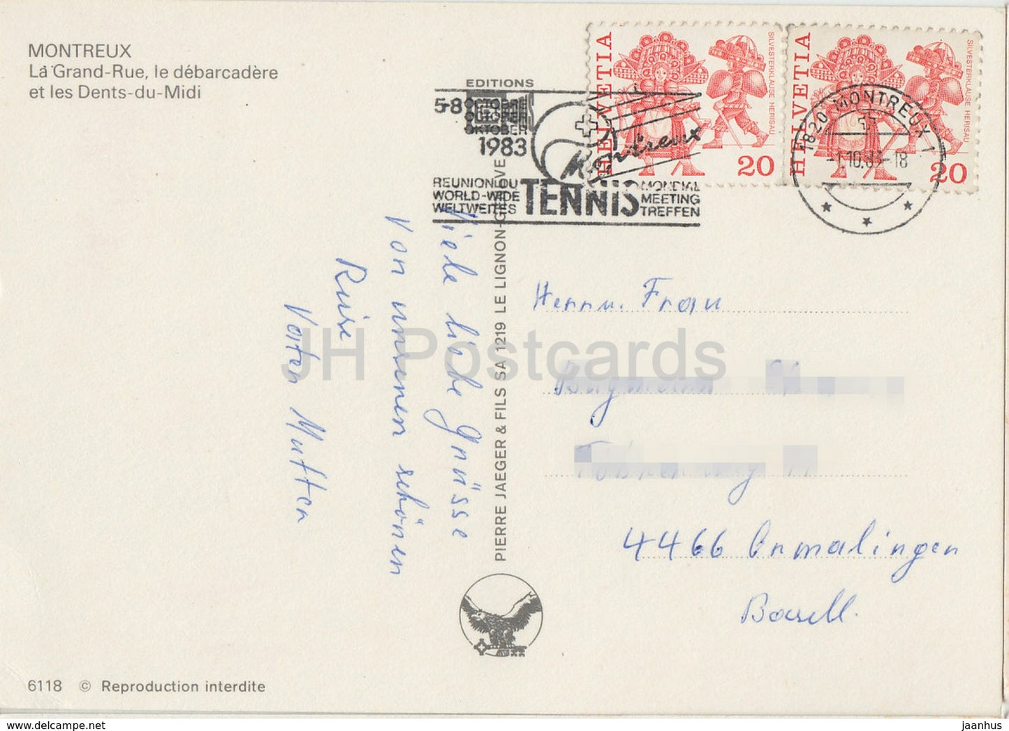 Montreux - La Grande Rue - le débarcadere et les Dents-du-Midi - bateau à passagers - 6118 - 1983 - Suisse - d'occasion