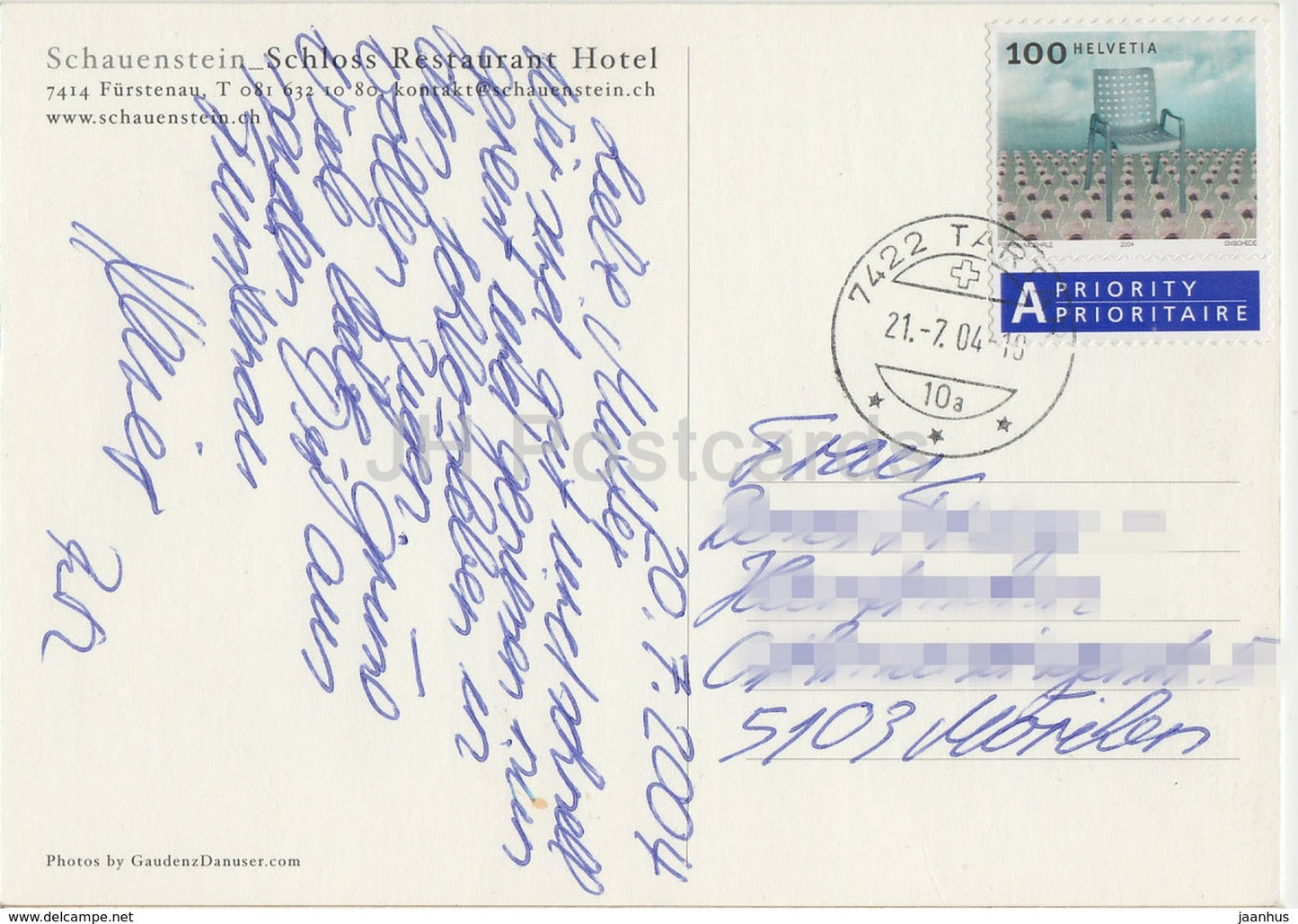 Schauenstein - schloss restaurant hotel - Pfirsich - 2004 - Switzerland - used