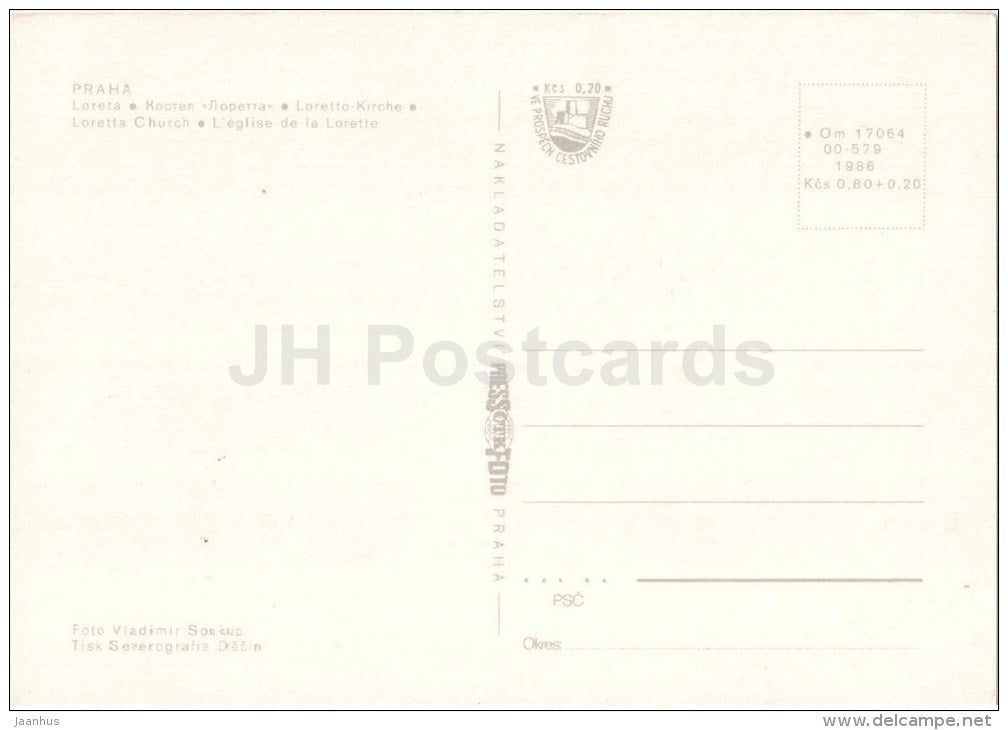 Loretta church - Praha - Prague - Czechoslovakia - Czech - unused - JH Postcards