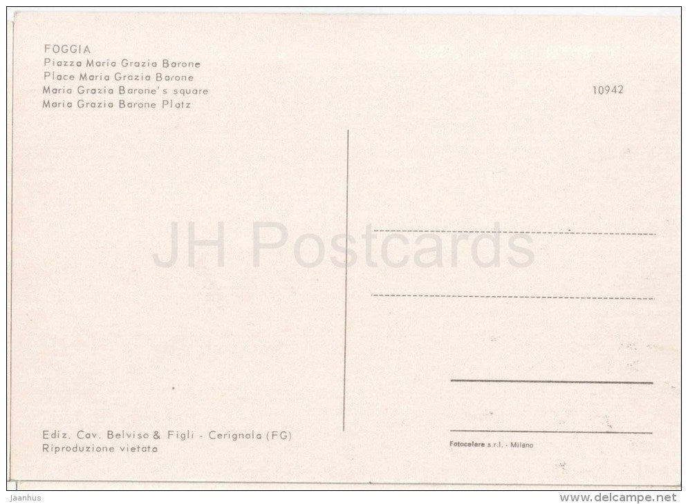 Piazza Maria Grazia Barone - square - Foggia - Puglia - 10942 - Italia - Italy - unused - JH Postcards