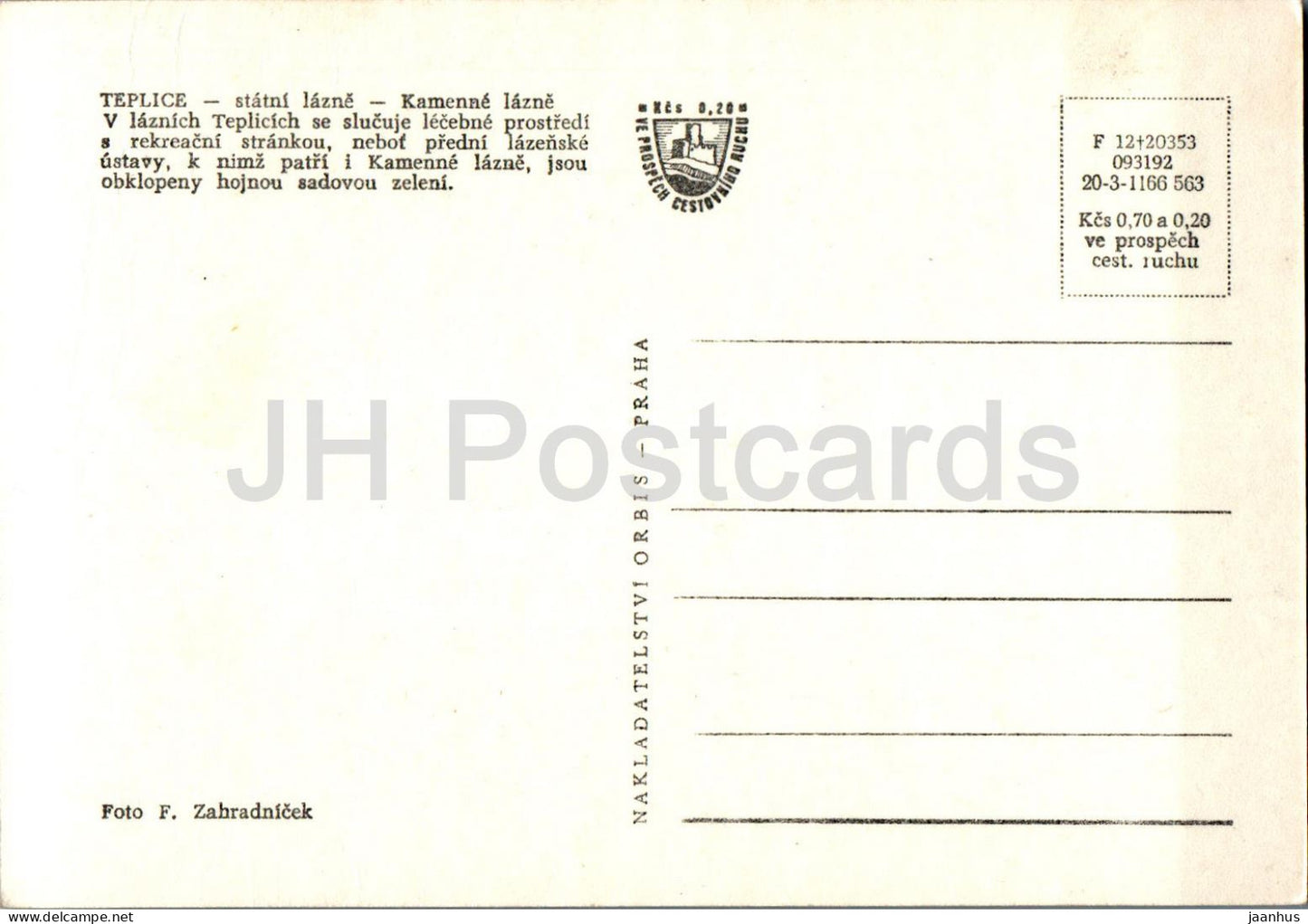 Teplice - statni lazne - Kamenne lazne - spa - Czech Repubic - Czechoslovakia - unused