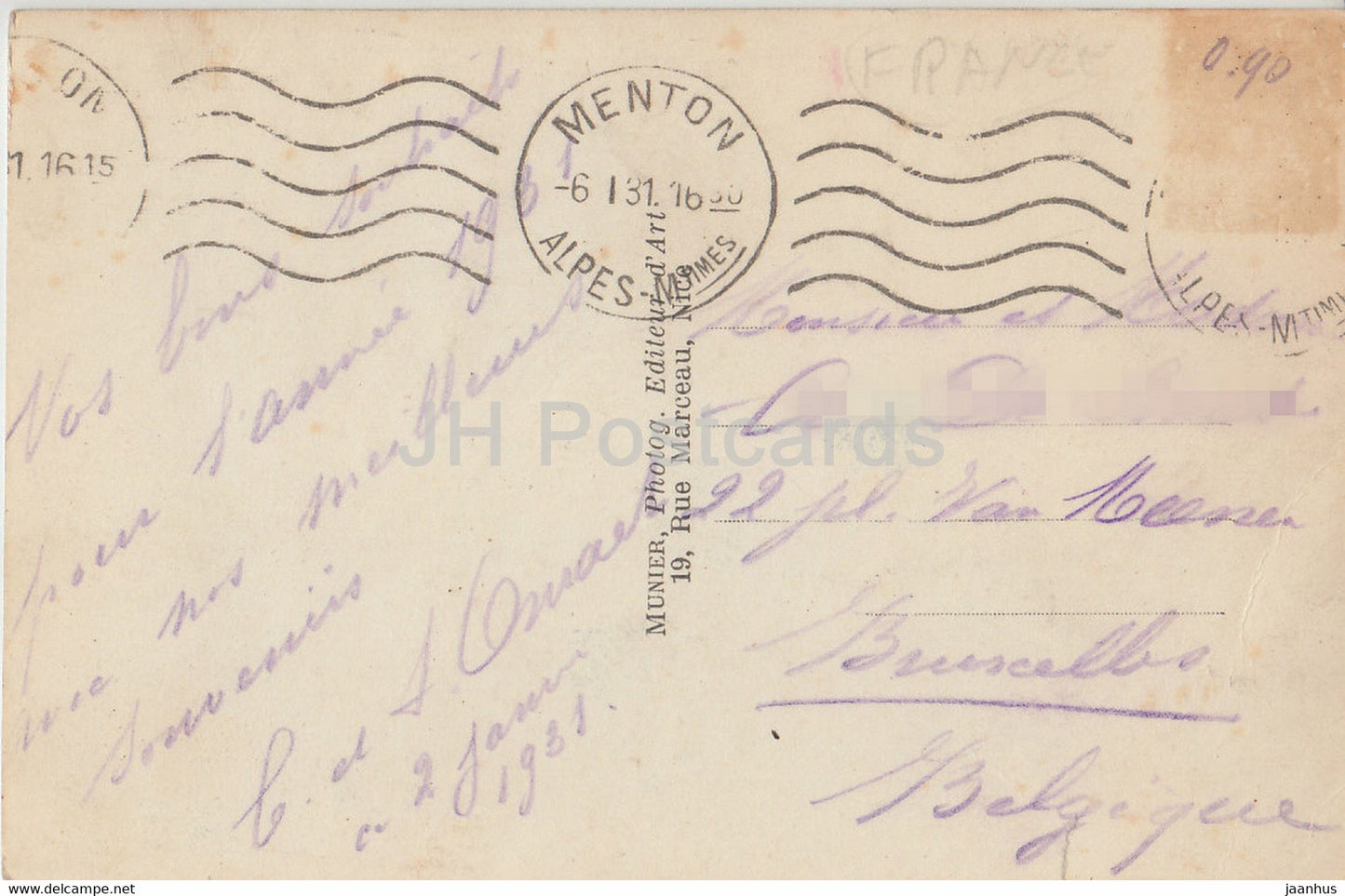 Menton - Le Jardin Public et le Casino Municipal - 7 - alte Postkarte - 1916 - Frankreich - gebraucht