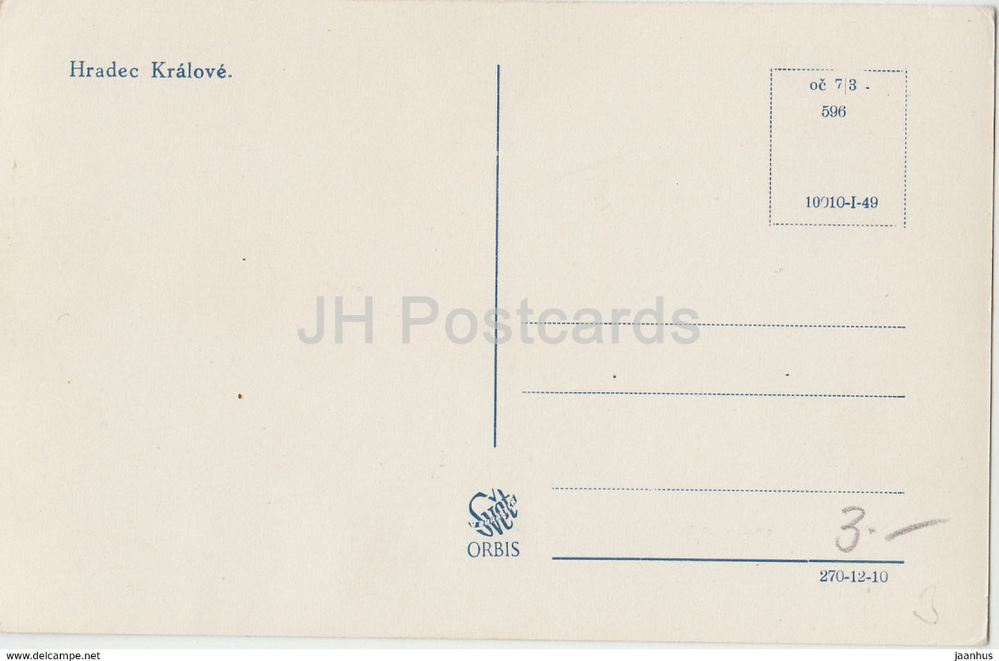 Hradec Kralove - Orbis - vieille voiture - 596 - carte postale ancienne - République tchèque - inutilisée