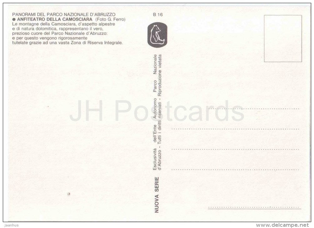 Panorami del Parco Nazionale D´Abruzzo , Anfiteatro della Camosciara - B 16 - Italia - Italy - unused - JH Postcards