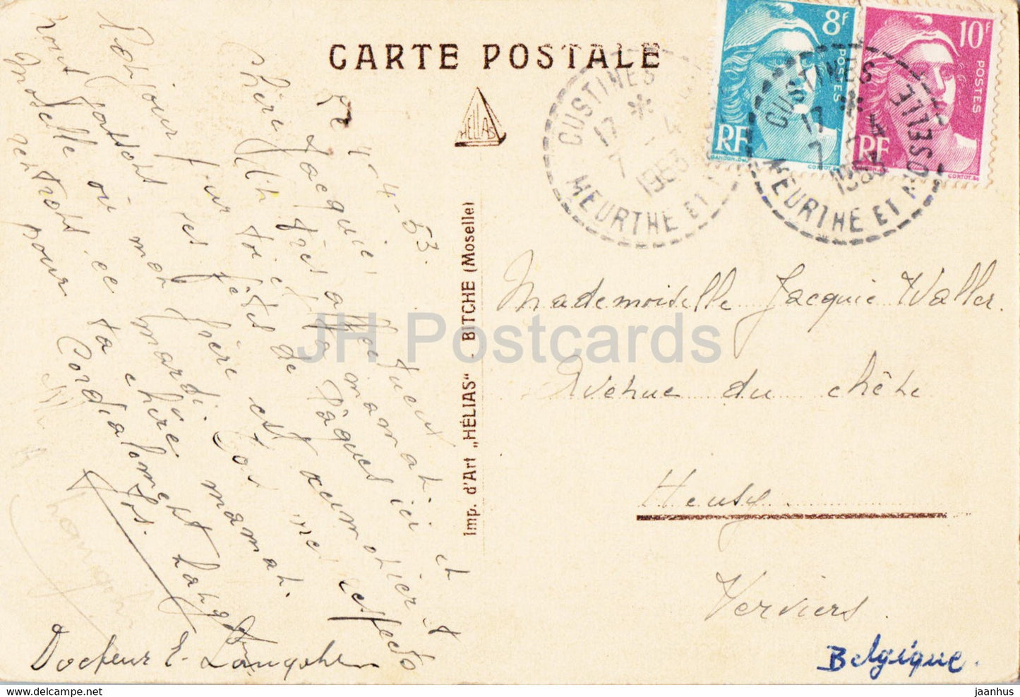 Oriocourt par Delme - Moselle - Abbaye du Sacre Coeur - old postcard - 1953 - France - used