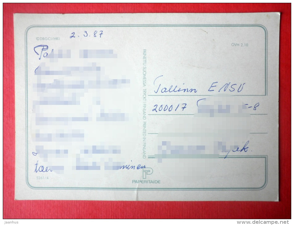 illustration - cat - kitten - 5261/4 - Finland - sent from Finland to Estonia USSR 1987 - JH Postcards