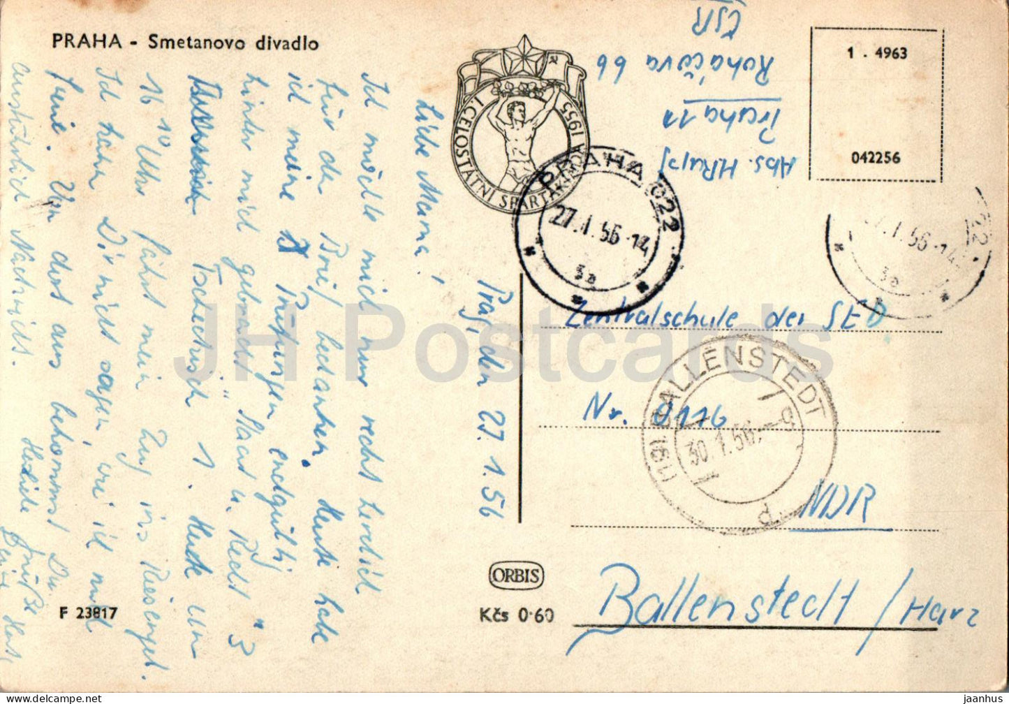 Praha - Prague - Smetanovo divadlo - theatre - old postcard - 1956 - Czech Republic - Czechoslovakia - used