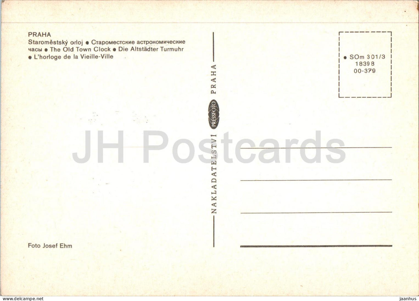 Praha - Prague - The Old Town Clock - Czech Republic - Czechoslovakia - unused