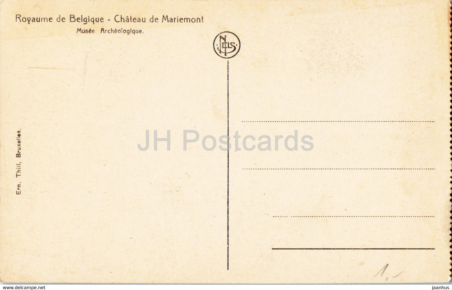 Royaume de Belgique - Chateau de Mariemont - Musee Archeologique - museum - old postcard - Belgium - unused