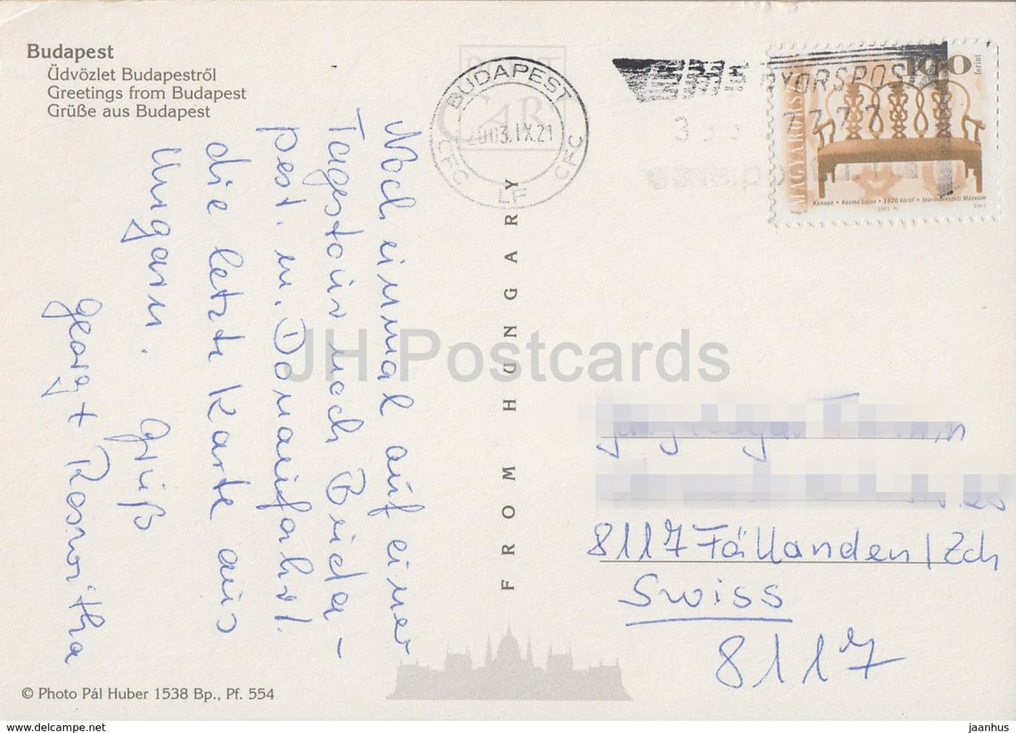 Salutations de Budapest - Parlement - Cathédrale - Château - Musiciens - Architecture - 2003 - Hongrie - utilisé