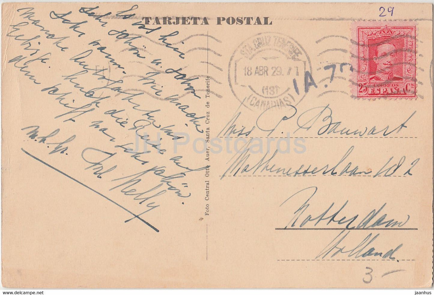 Tenerife - Las Canadas con el Pico - old postcard - 1929 - Spain - used