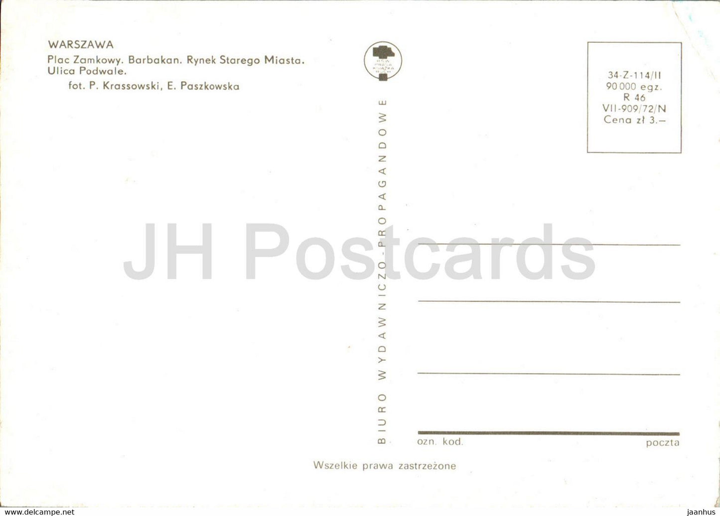 Warsaw - Warszawa - Plac Zamkowy - Barbakan - Rynek Starego Miasta - Ulica Podwale - multiview - Poland - unused