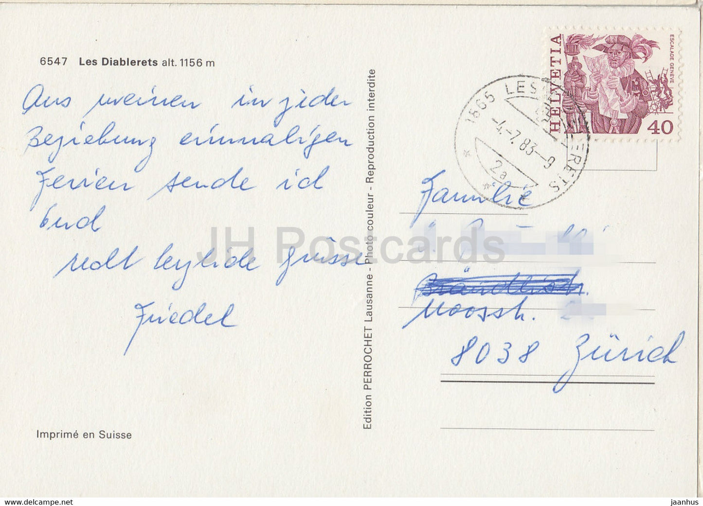 Les Diablerets 1156 m - 6547 - 1983 - Suisse - occasion