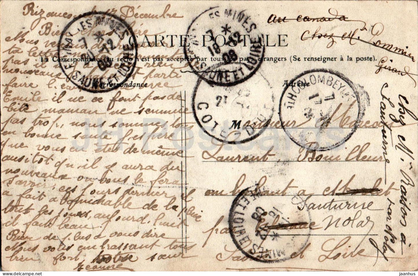 Chaumont - Denkmal - alte Postkarte - 1908 - Frankreich - gebraucht