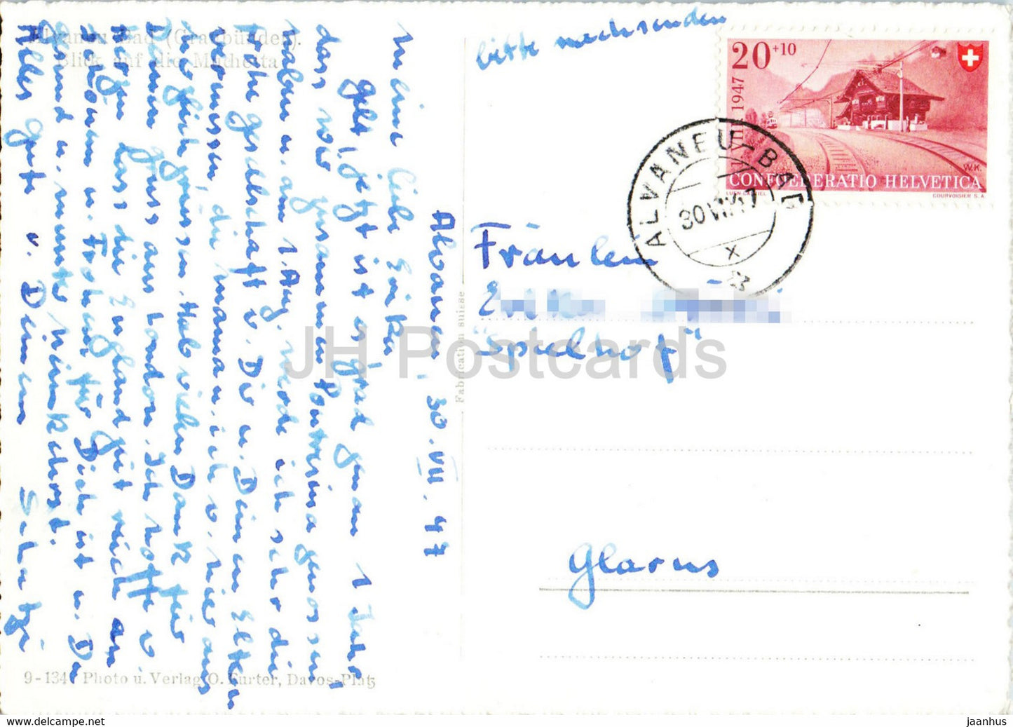 Alvaneu Bad - Blick auf die Muchetta - 1947 - carte postale ancienne - Suisse - utilisé