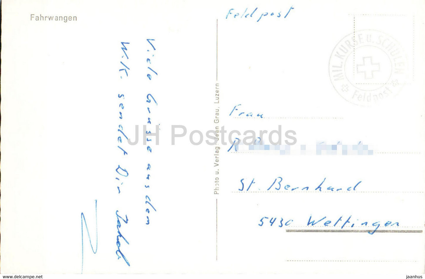 Fahrwangen - Feldpost - military mail - Switzerland - used
