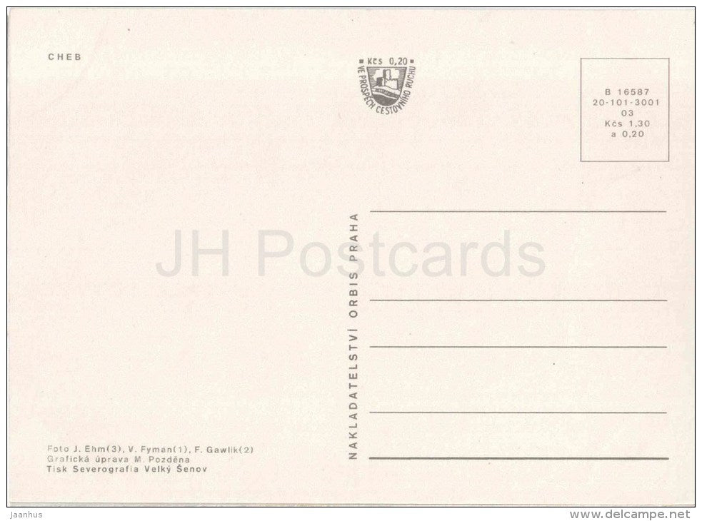Cheb - architecture - Czechoslovakia - Czech - unused - JH Postcards