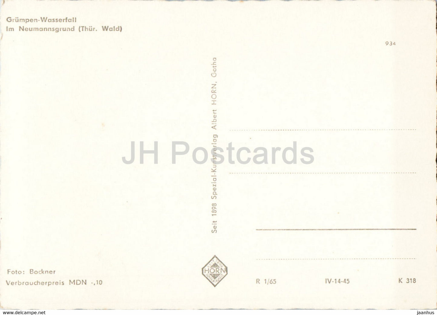 Grumpen Wasserfall im Neumannsgrund - waterfall - old postcard - Germany DDR – unused