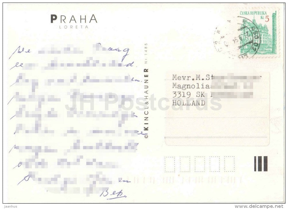 Praha - Prague - Loreta - Czech Republic - used 1994 - JH Postcards
