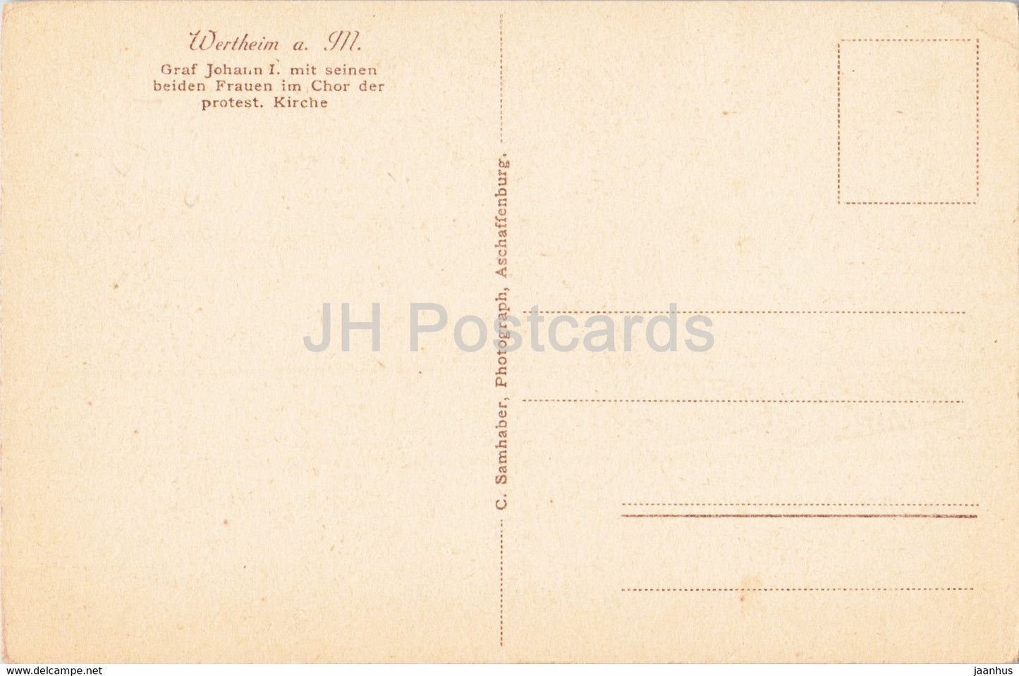 Wertheim a M - Graf Johann I mit seinen beiden Frauen im Chor der protest Kirche - vieille carte postale - Allemagne - inutilisé