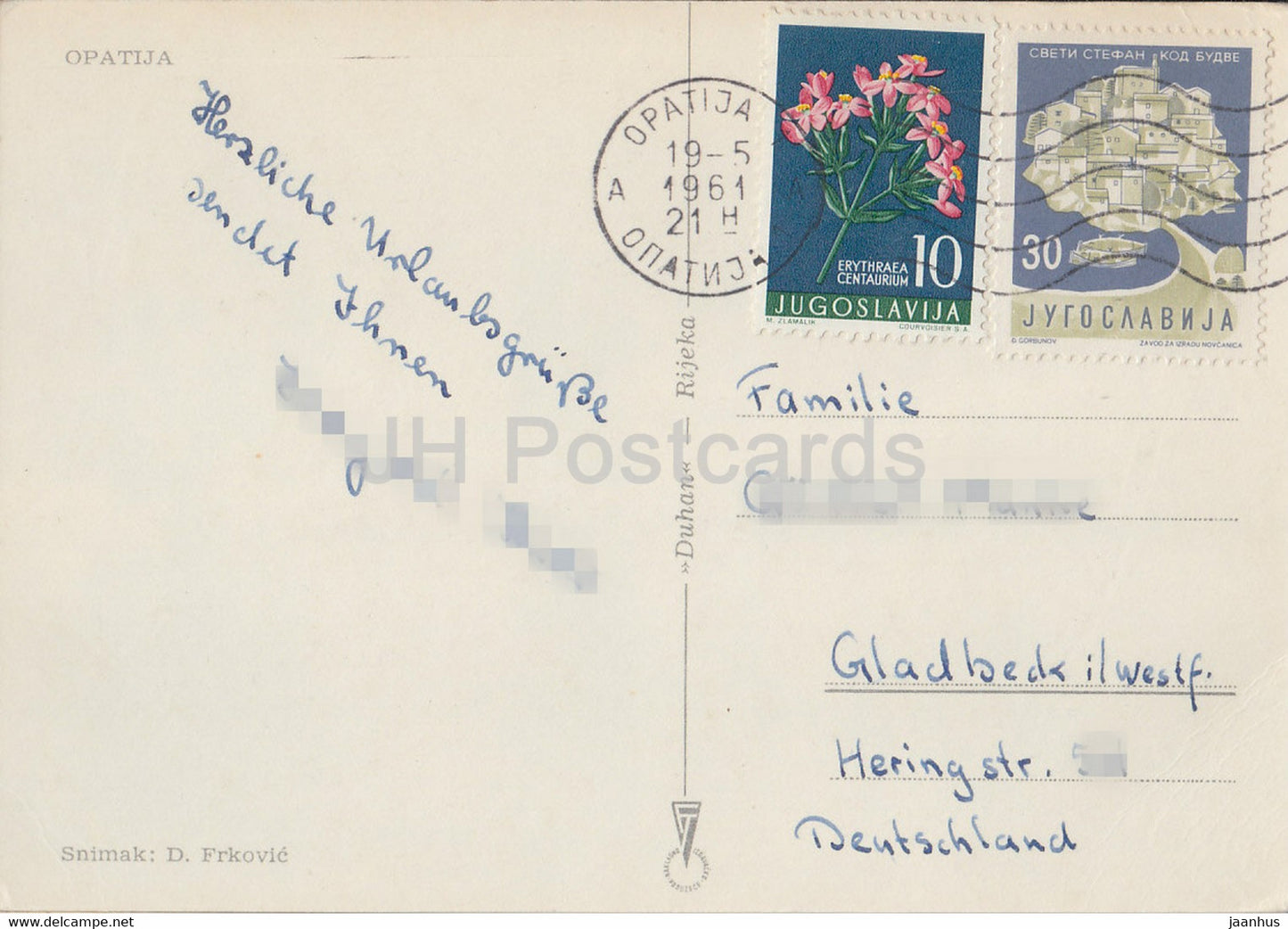 Opatija - vue - 1961 - Yougoslavie - Croatie - occasion