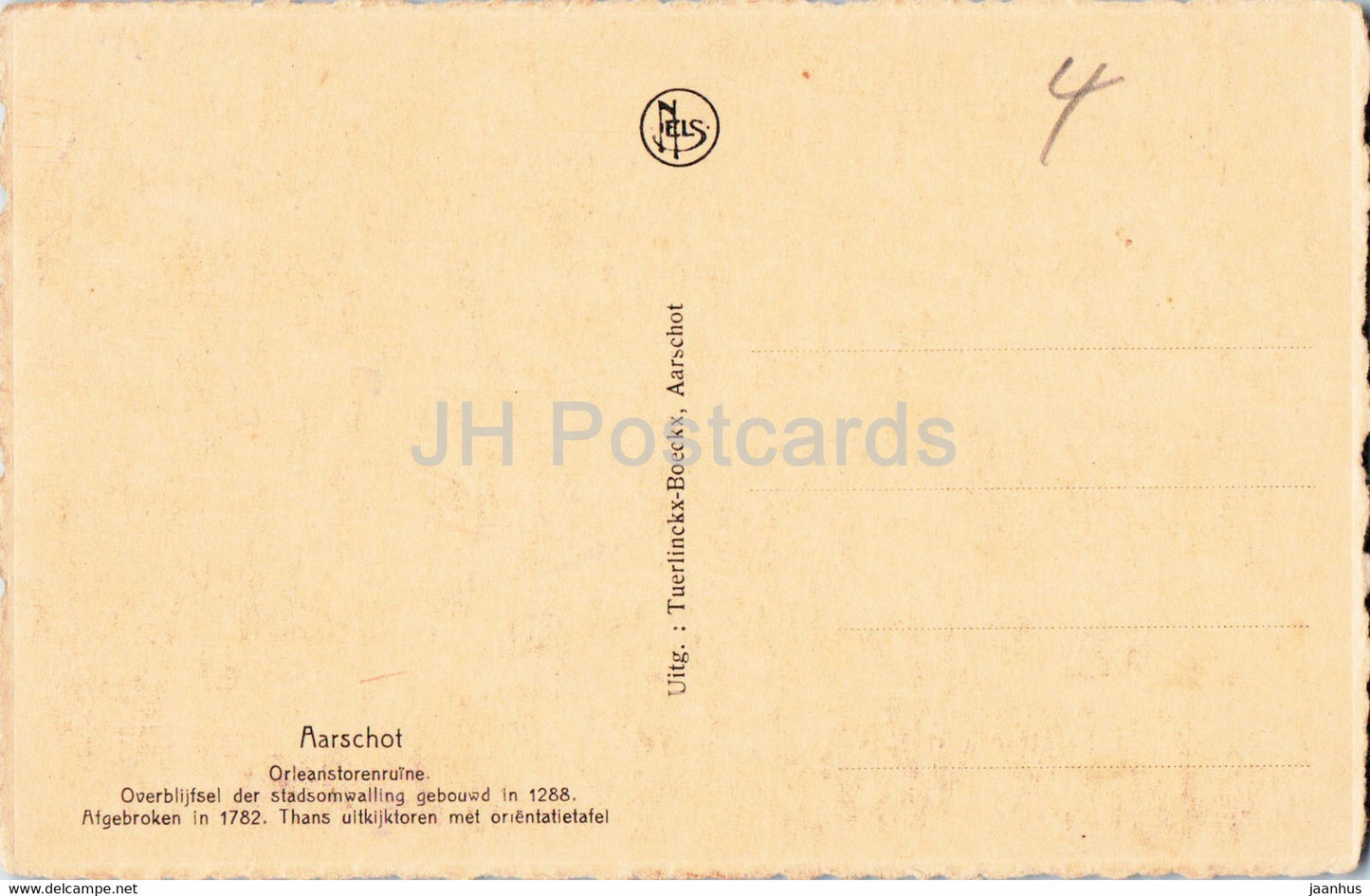 Aarschot - Orleanstorenruine - carte postale ancienne - Belgique - inutilisée