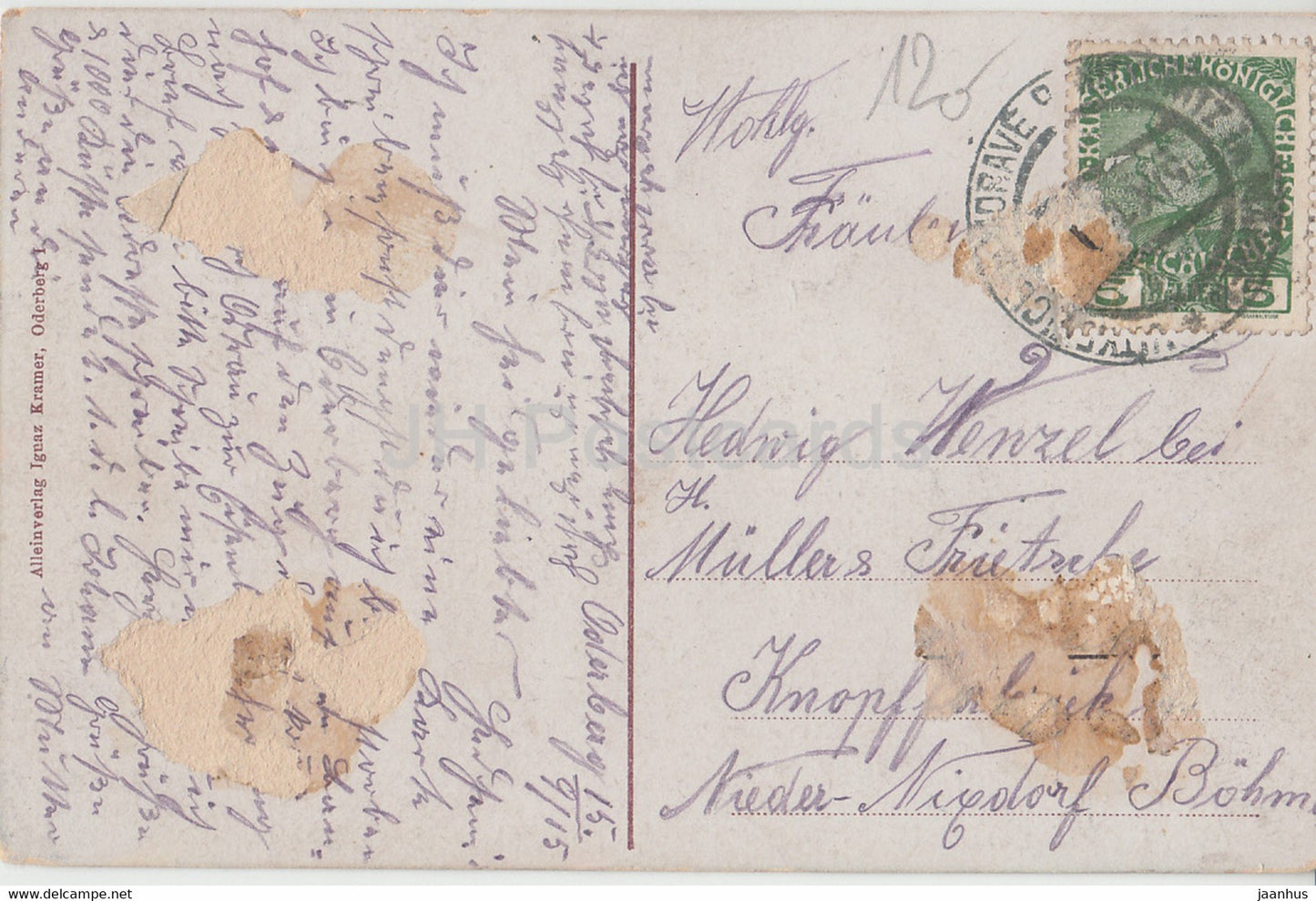 Oderberg - Stephaniestraße - Bohumin - alte Postkarte - 1915 - Tschechien - gebraucht