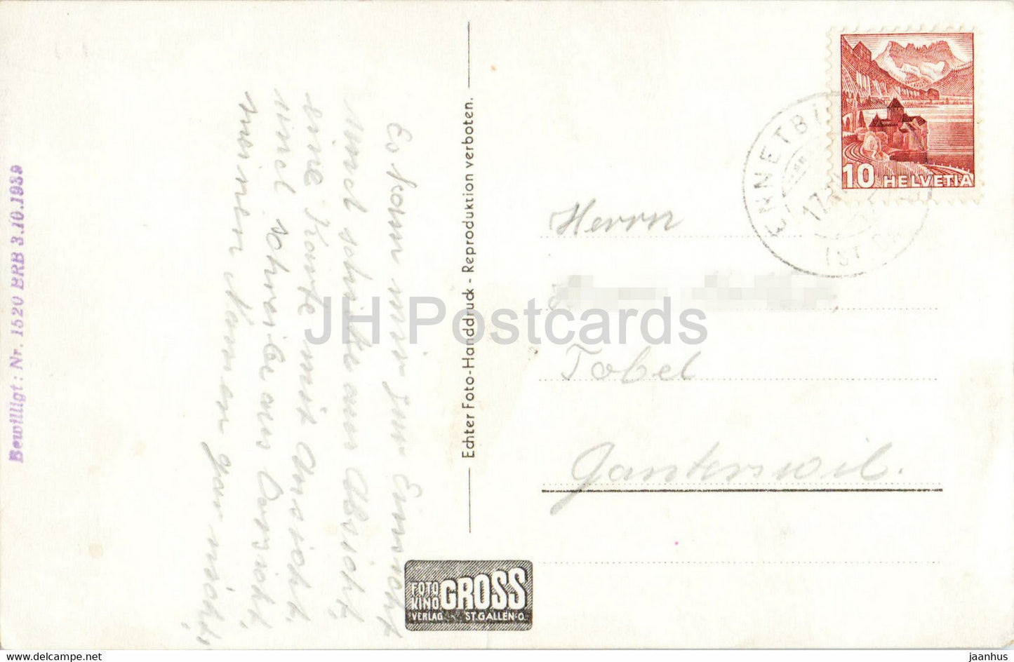 Oberstoffelalm bei Nesslau - animaux - vache - 501 - carte postale ancienne - Suisse - utilisé