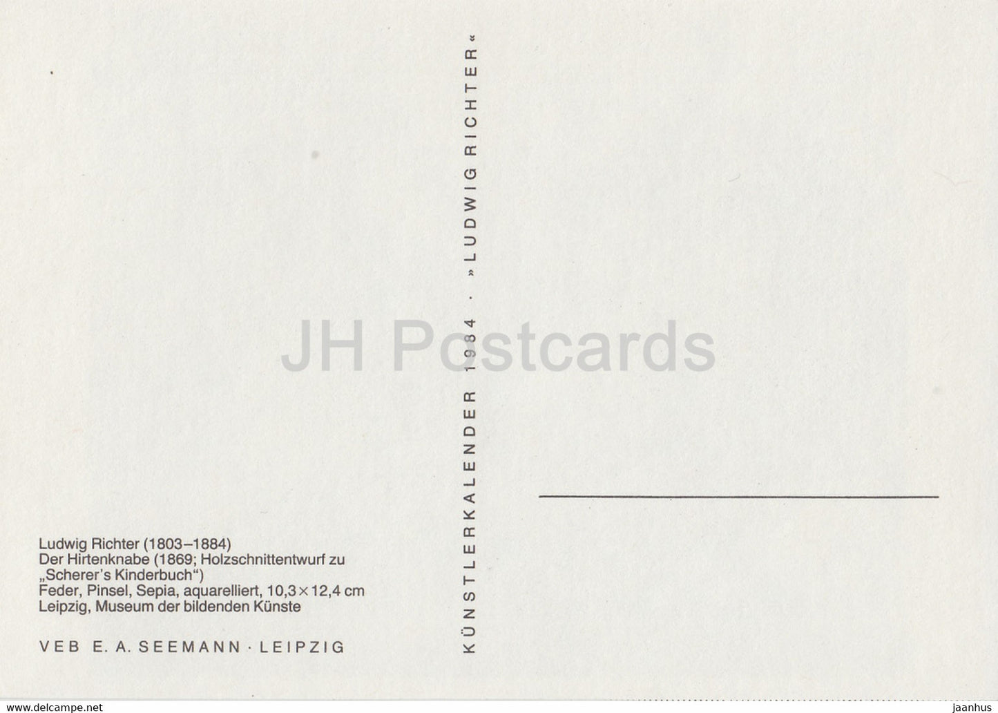 peinture de Ludwig Richter - Der Hirtenknabe - berger - mouton - Art allemand - Allemagne - inutilisé