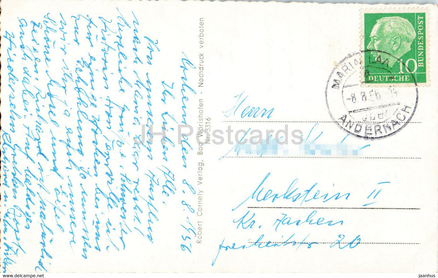 Cochem mit Burg - alte Postkarte - 1956 - Deutschland - gebraucht