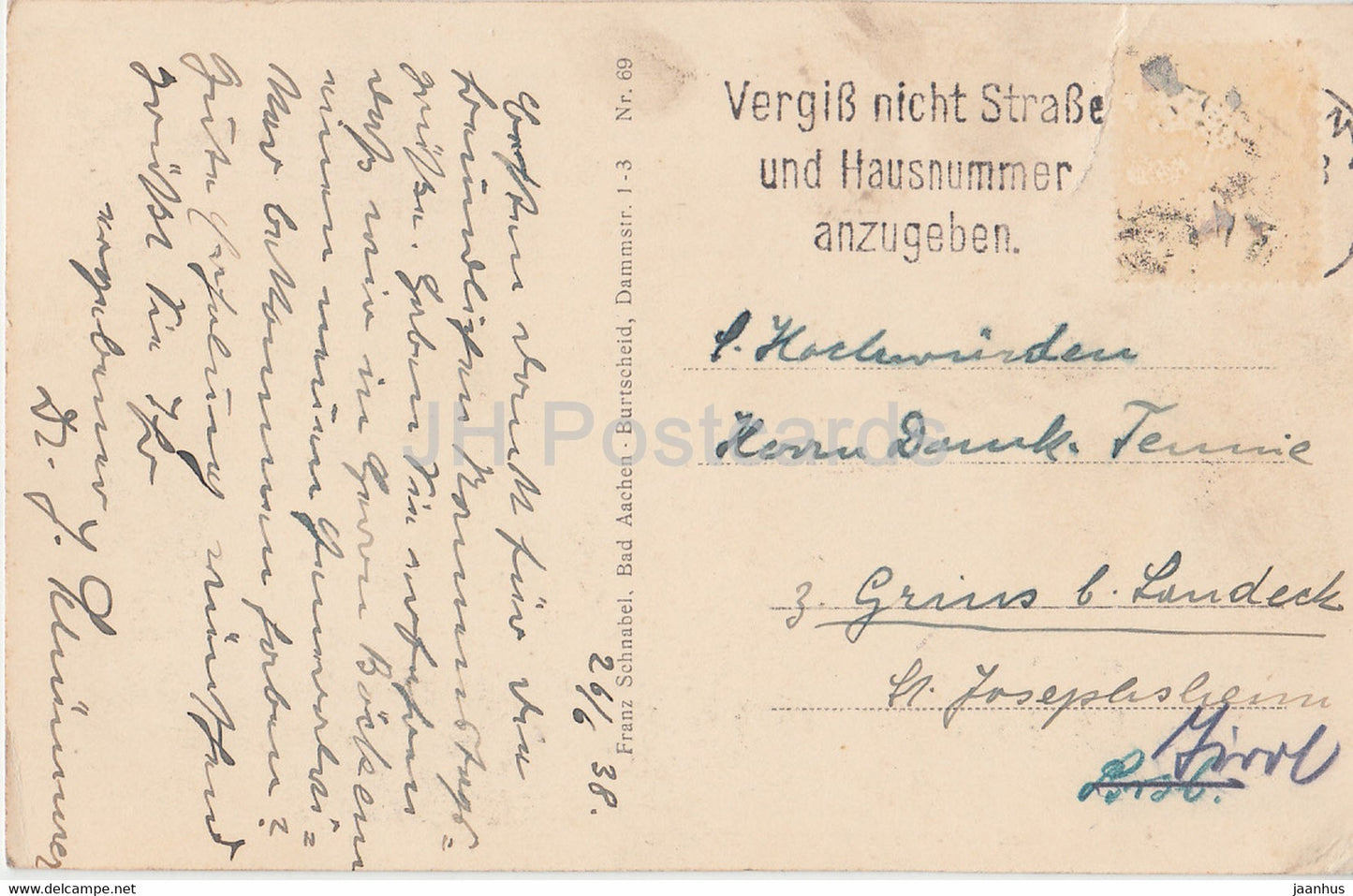 Bad Aachen - Blick auf die Stadt mit Dom und Rathaus - 69 - old postcard - 1938 - Germany - used