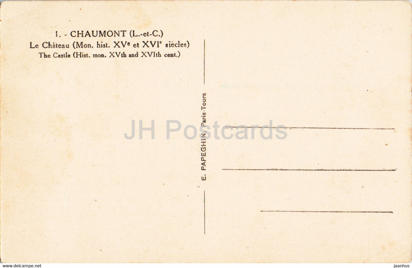 Chaumont - Le Château - Le Château - 1 - carte postale ancienne - France - inutilisée
