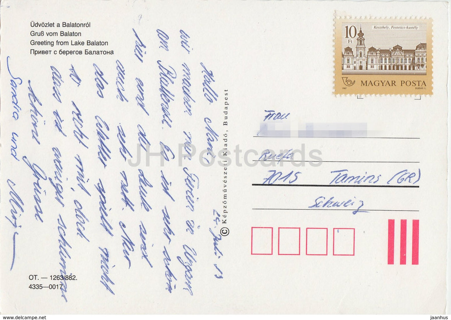 Salutations du lac Balaton - bateau à voile - hôtel - vue - multiview - années 1970 - Hongrie - utilisé