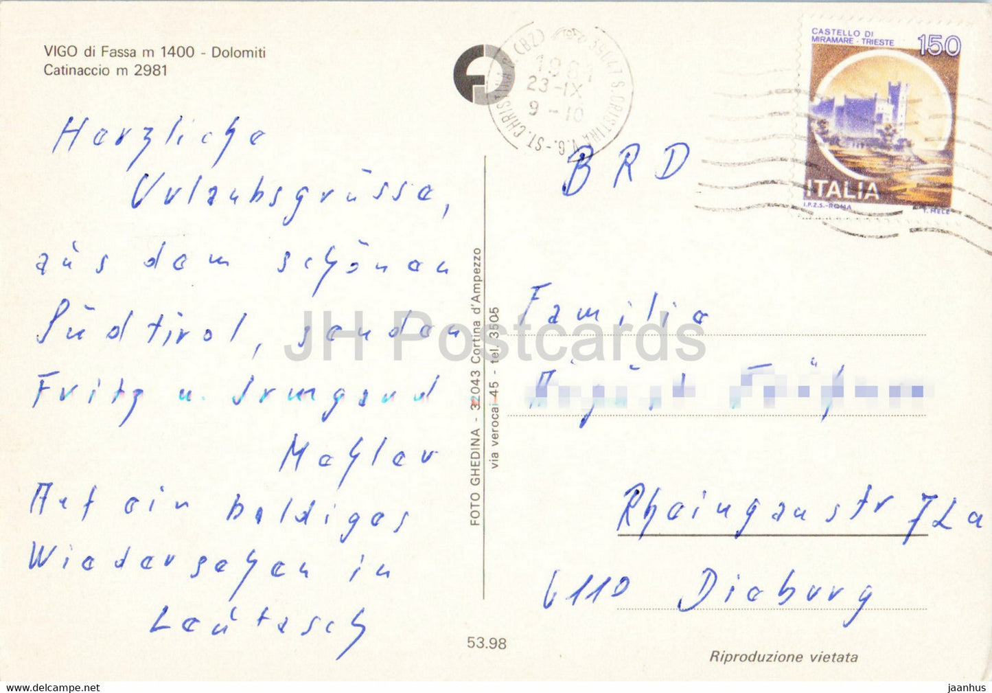 Dolomiti - Vigo di Fassa 1400 m - Catinaccio - 1981 - Italy - used