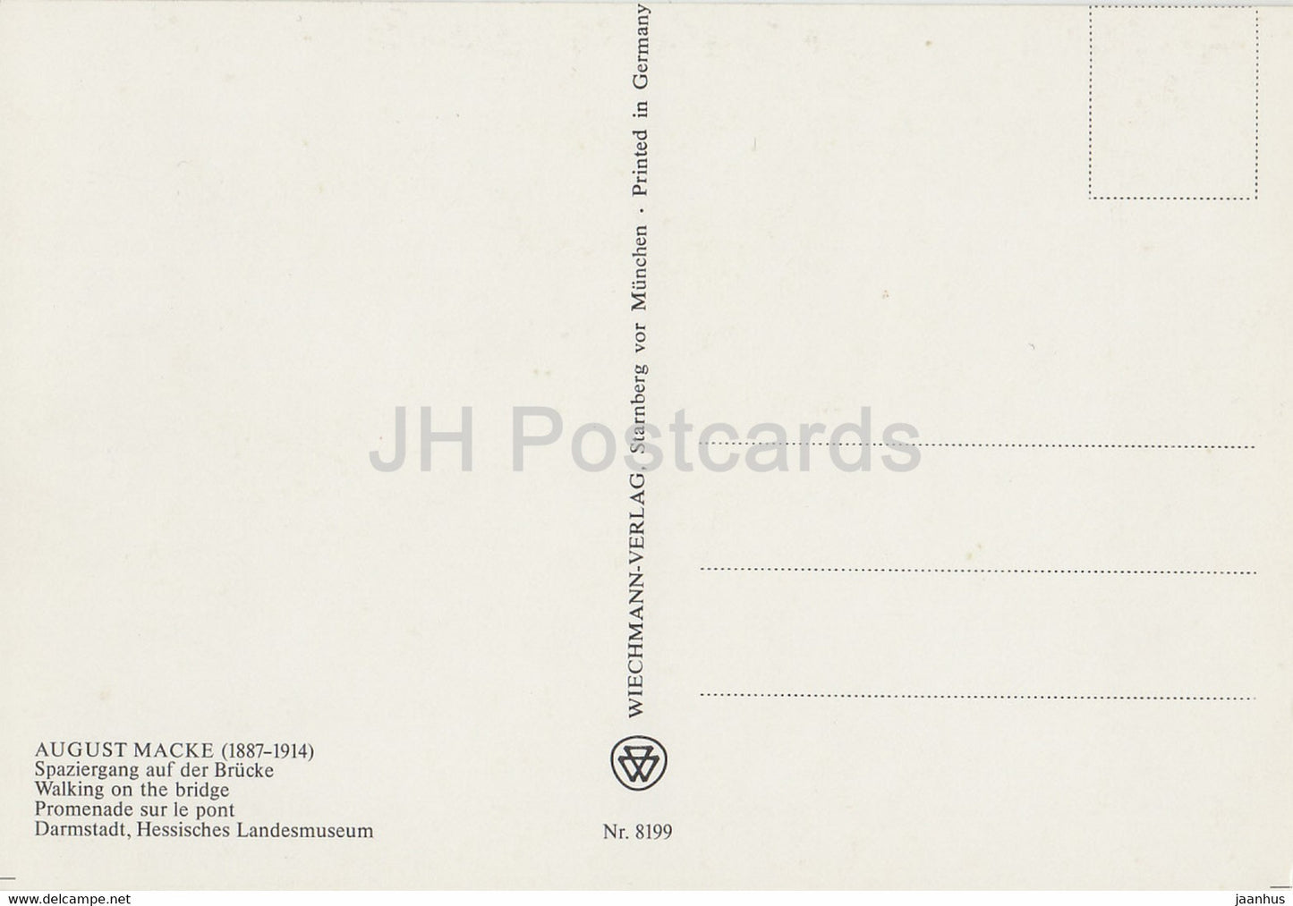 painting by August Macke - Spaziergang auf der Brucke - Walking on the Bridge - 8199 - German art - Germany - unused