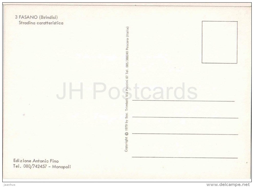 Stradina caratteristica - street - Fasano - Brindisi - Puglia - 3 - Italia - Italy - unused - JH Postcards