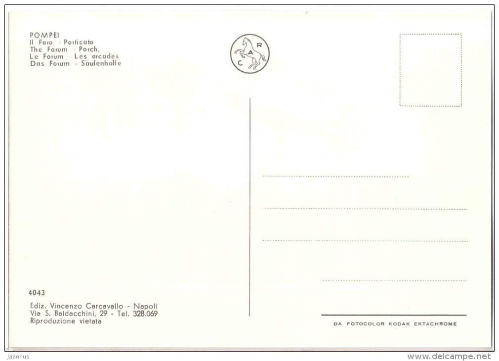 Il Foro , Porticato - Forum , Porch - ruins - Pompei - Campania - 4043 - Italia - Italy - unused - JH Postcards